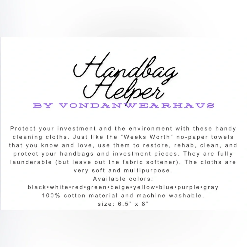 Mix bundle Price! Handmade Handbag Helper Cleaning Cloth set of 3 - Picture 2 of 5